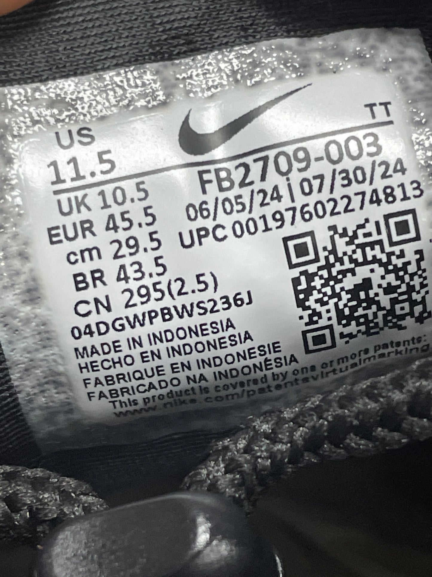 11.5 - Nike Air Max 95 SP x Corteiz "Honey Black" sneakers