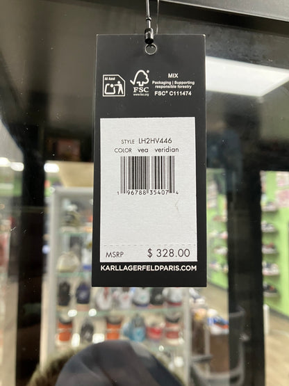 Karl Lagerfeld Green Leather Agyness Quilted Purse