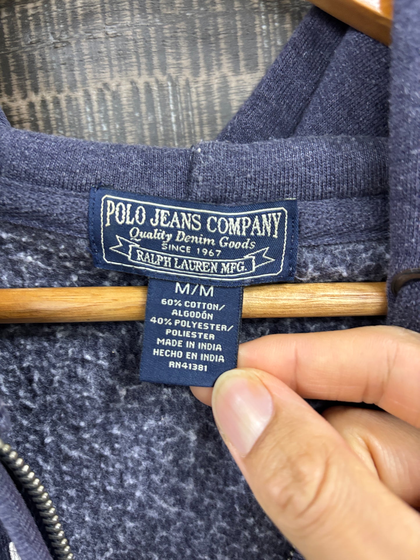 M- Polo jeans ralph Lauren zip up hoodie navy blue