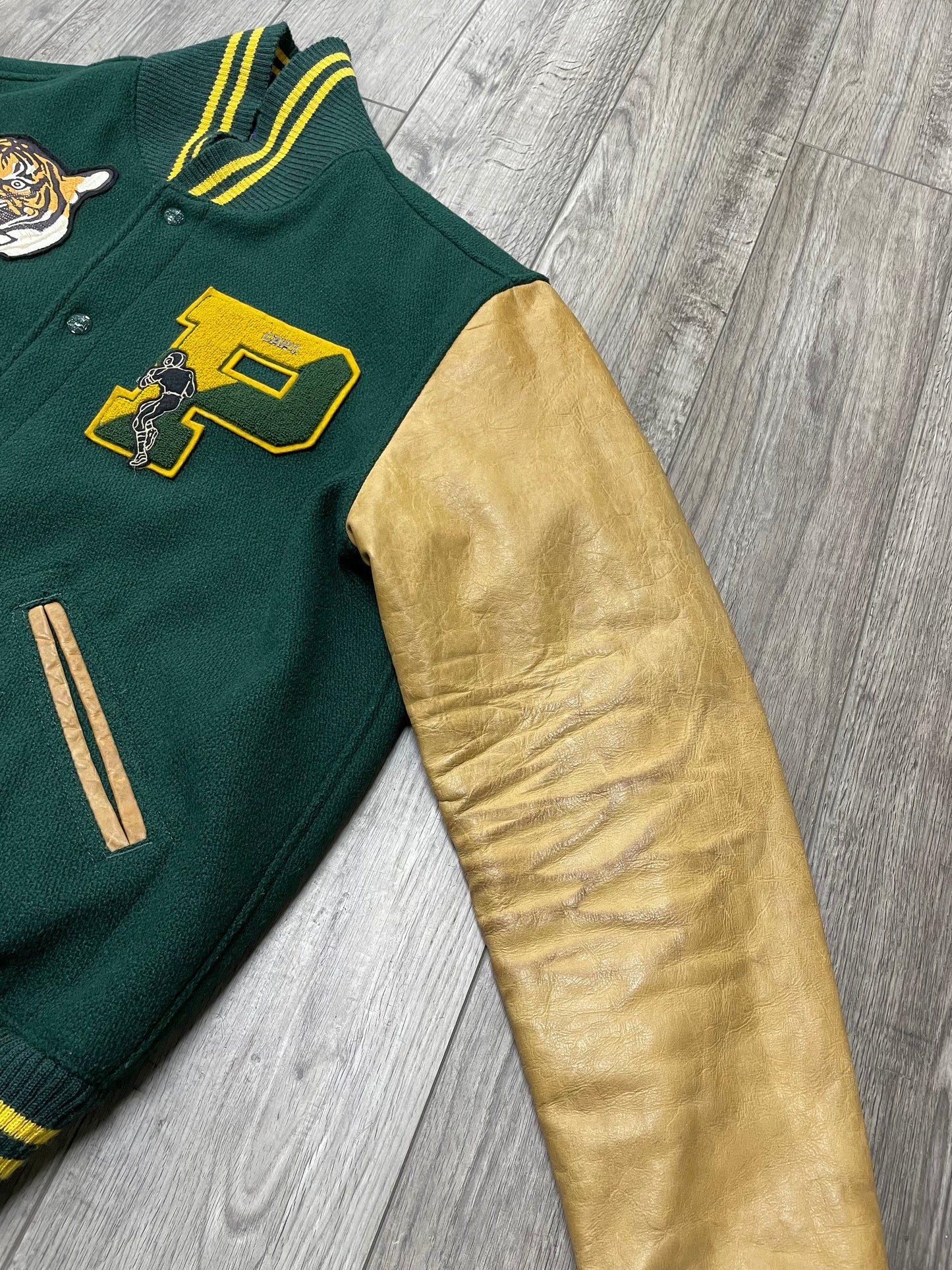 Polo Ralph Lauren RL Tigers Wool-Blend Leather Letterman Varsity Jacket XL