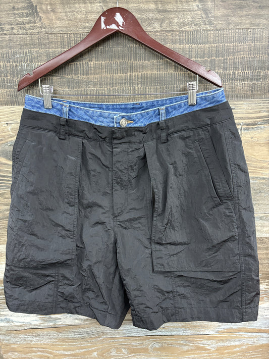 Juun. j double layered denim nylon shorts