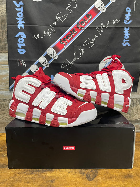 Supreme x Nike Air More Uptempo 'Red' 9.5