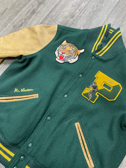 Polo Ralph Lauren RL Tigers Wool-Blend Leather Letterman Varsity Jacket XL