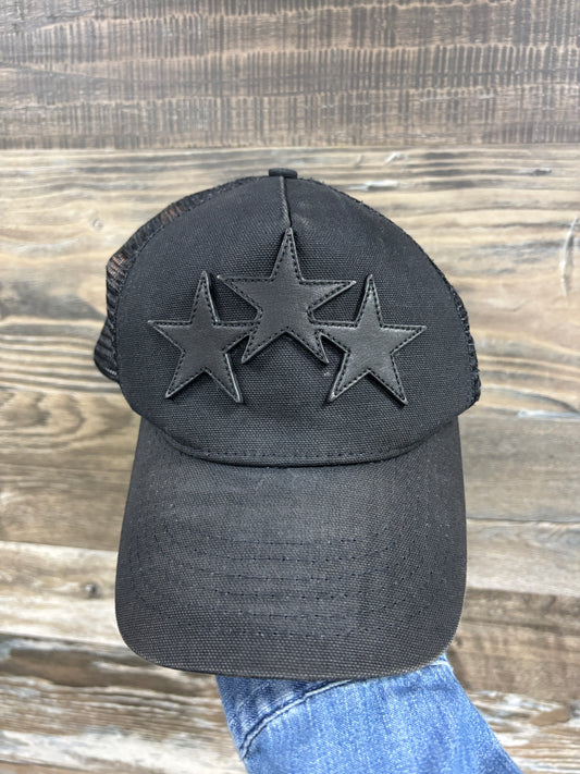 Amiri 3 star black leather hat