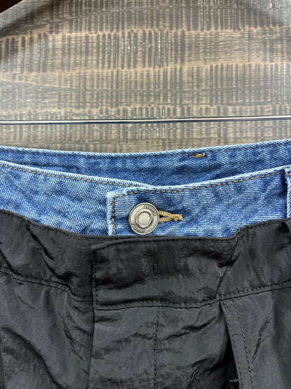 Juun. j double layered denim nylon shorts