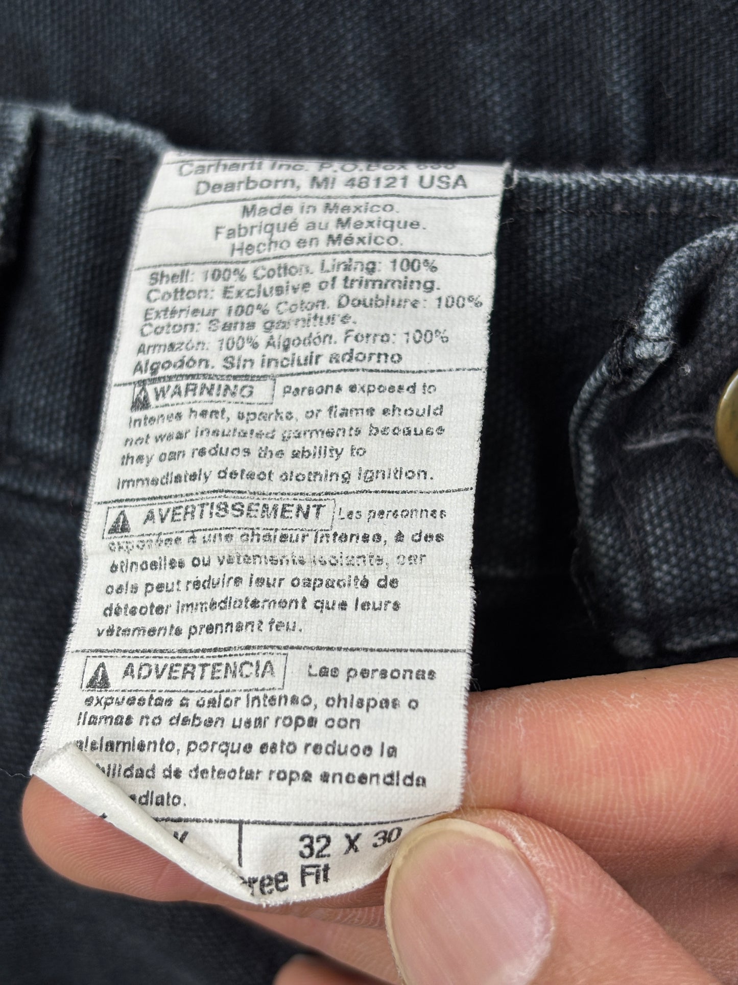 32x30 Carhartt carpenter lined pants