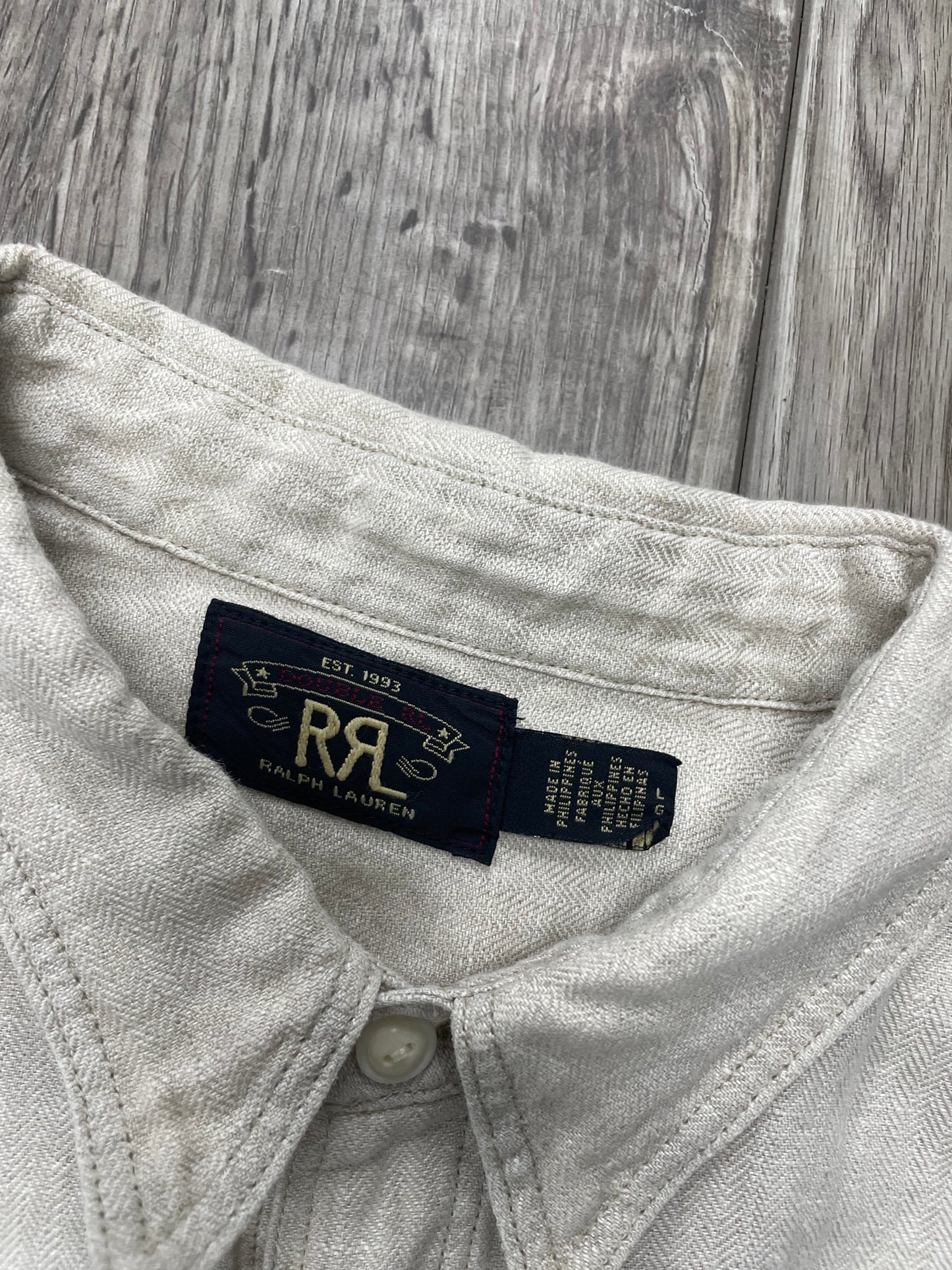 RRL Linen Herringbone Twill Workshirt L