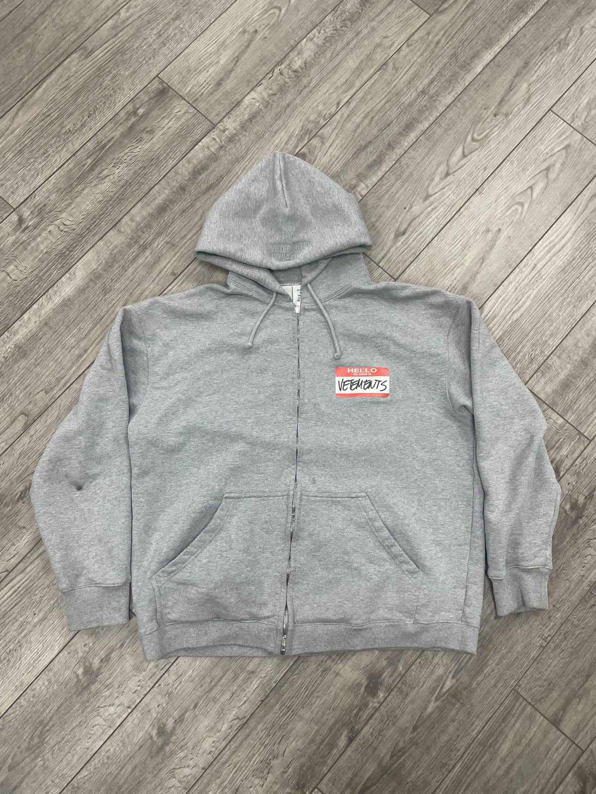 Vetements Name Tag Zipup Hoodie “Hello My Name Is” M