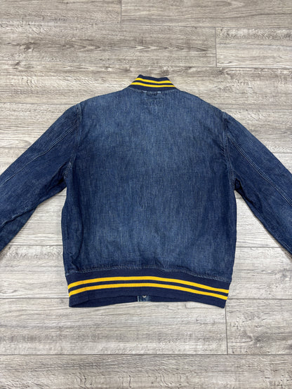 L- Polo Ralph Lauren Denim Letterman Spellout Baseball Varsity