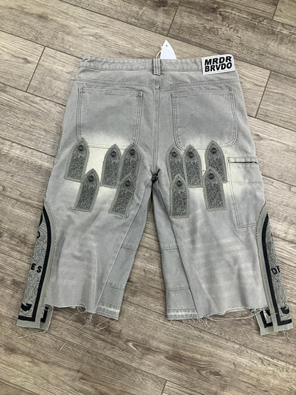 Who Decides War Arched Patchwork Carpenter Shorts Size 34