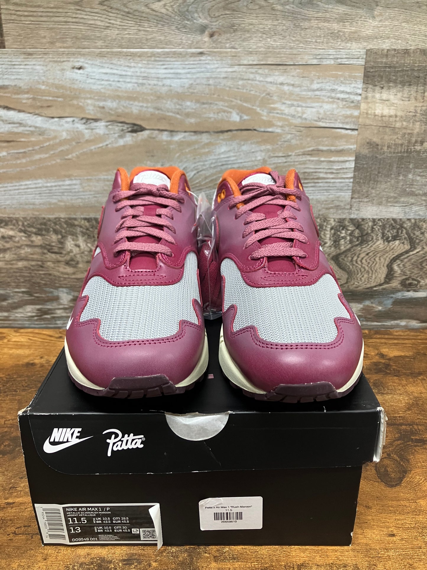 Nike Air Max 1 Patta Maroon Size 11.5