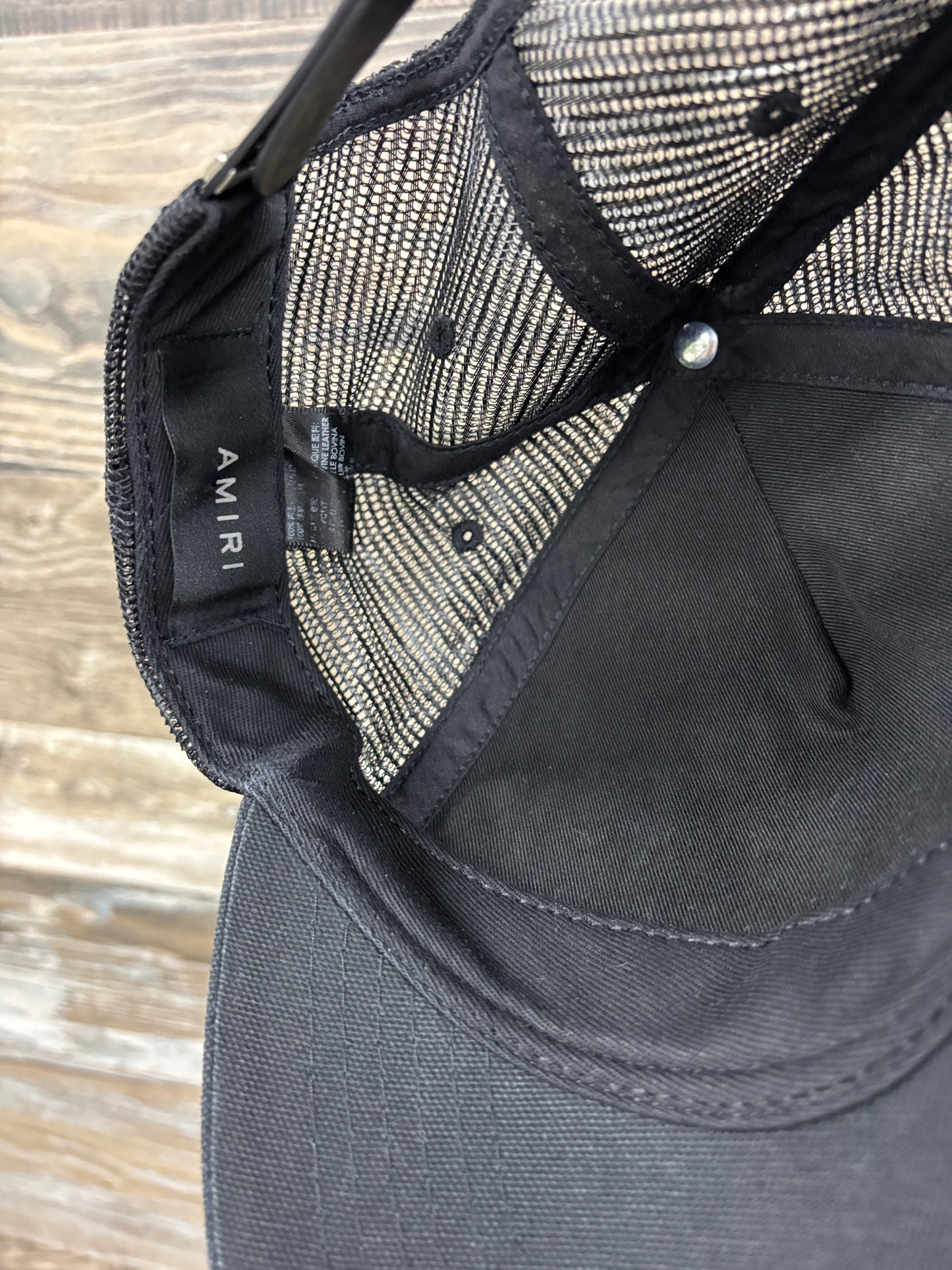 Amiri 3 star black leather hat