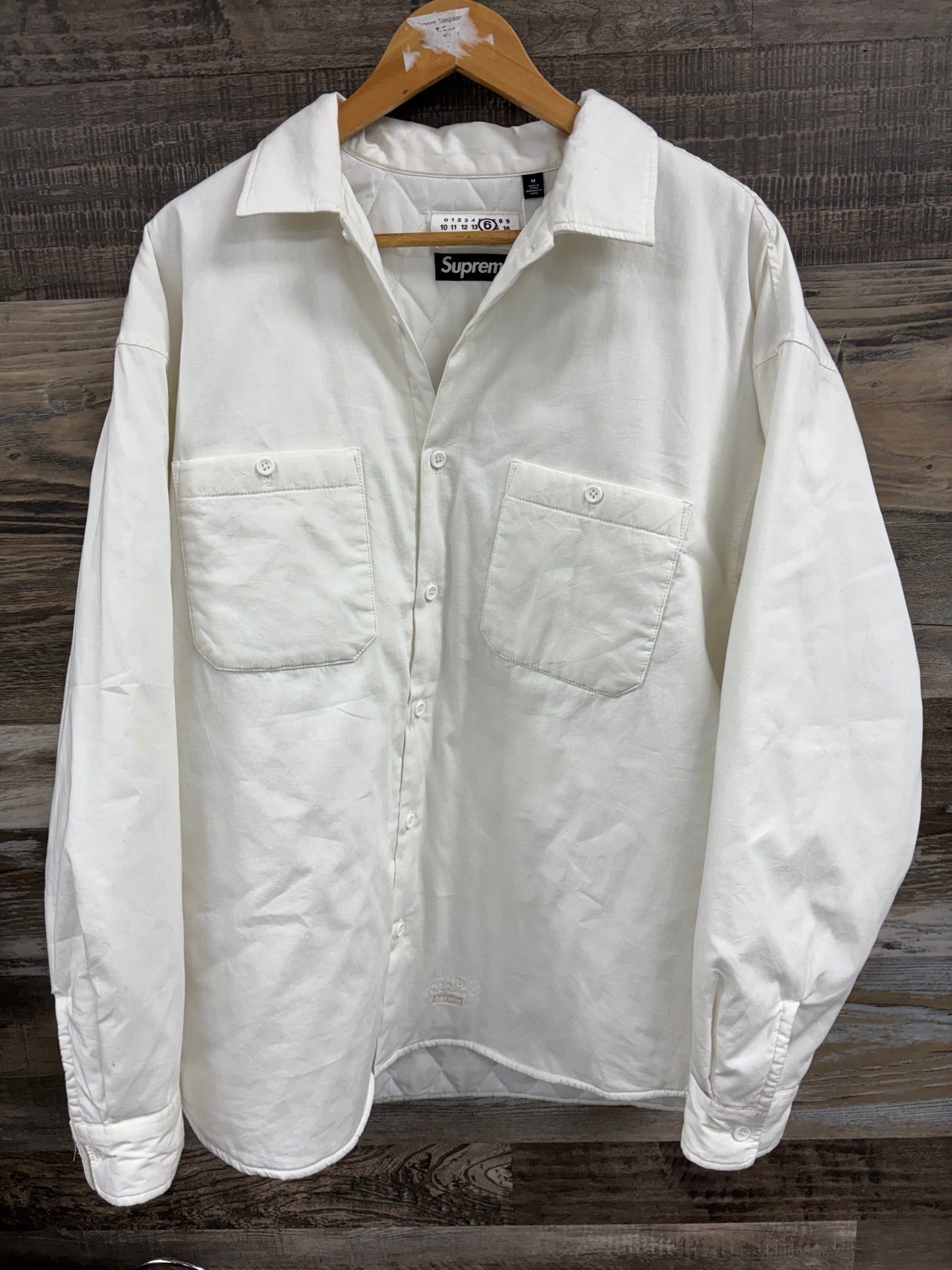 M- Supreme Margiela MM6 padded white shirt