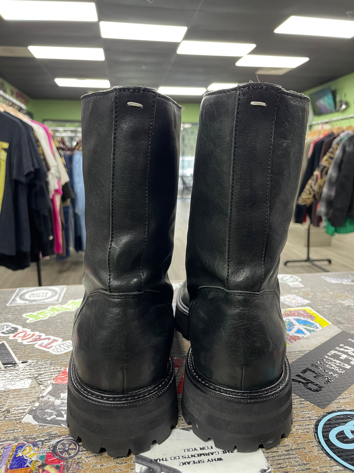 42/9 - Maison Margiela Black Army Lace Up Boots