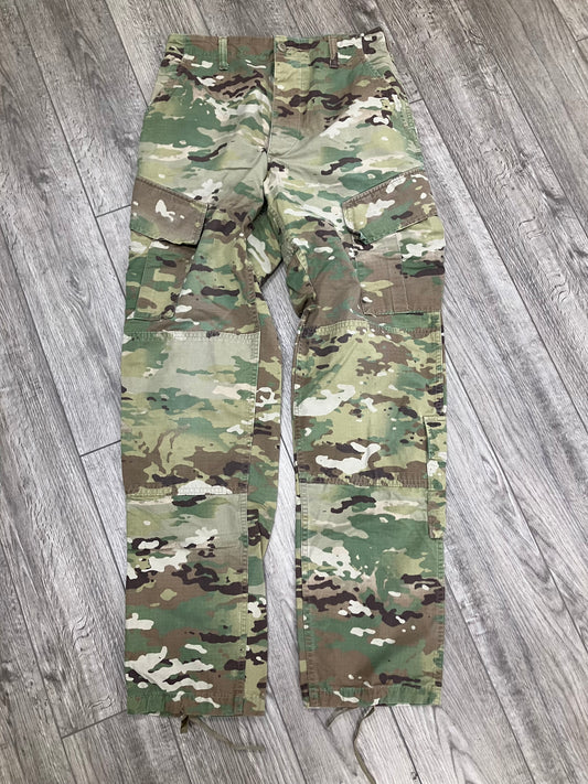 30-White Green Camo Double Knee Cargo Pants