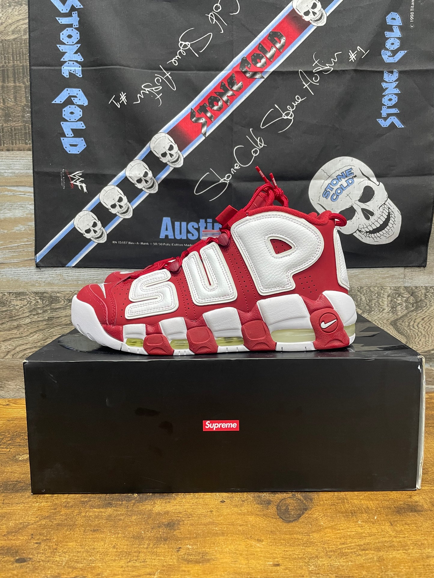 Supreme x Nike Air More Uptempo 'Red' 9.5