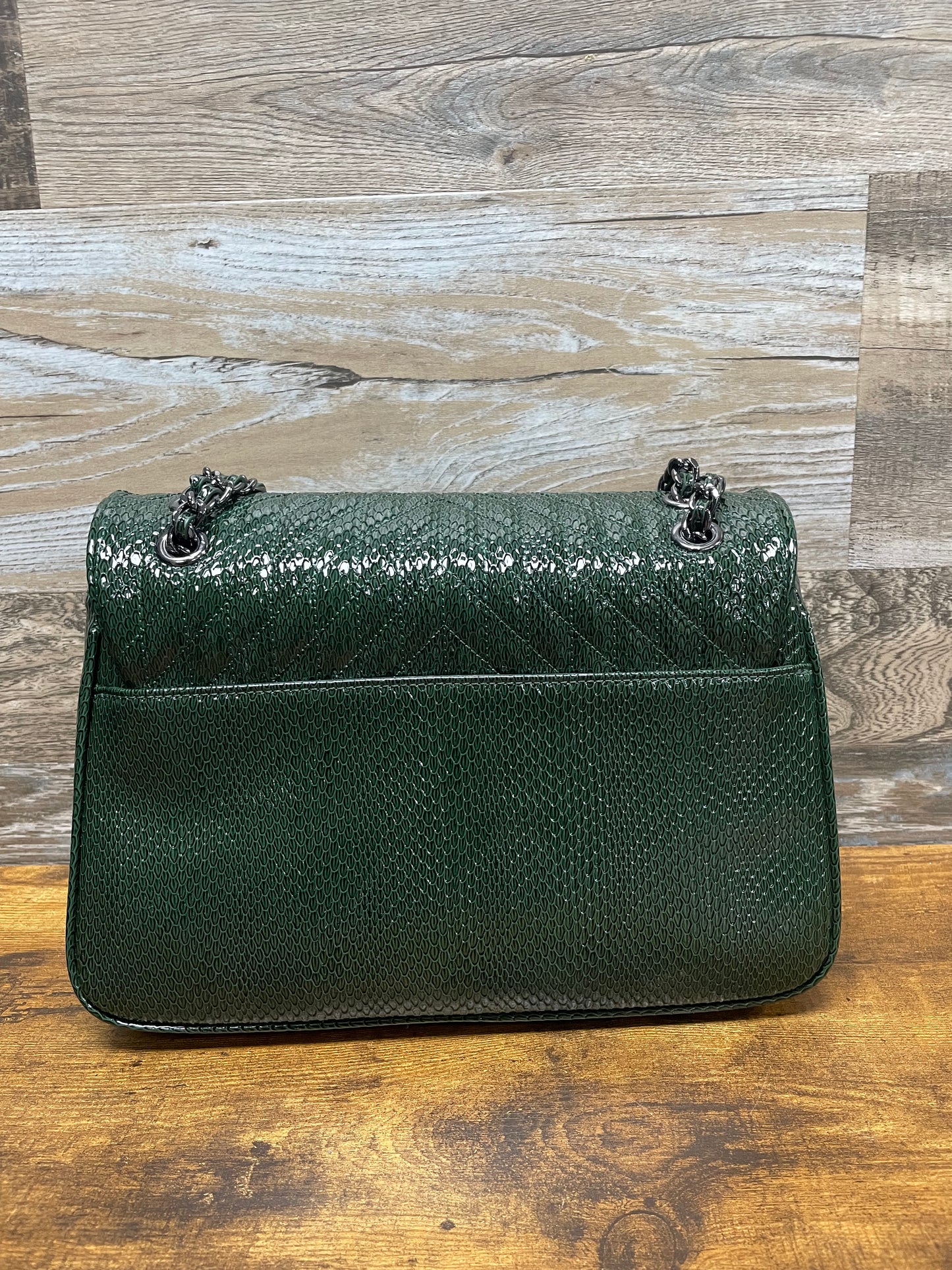 Karl Lagerfeld Green Leather Agyness Quilted Purse