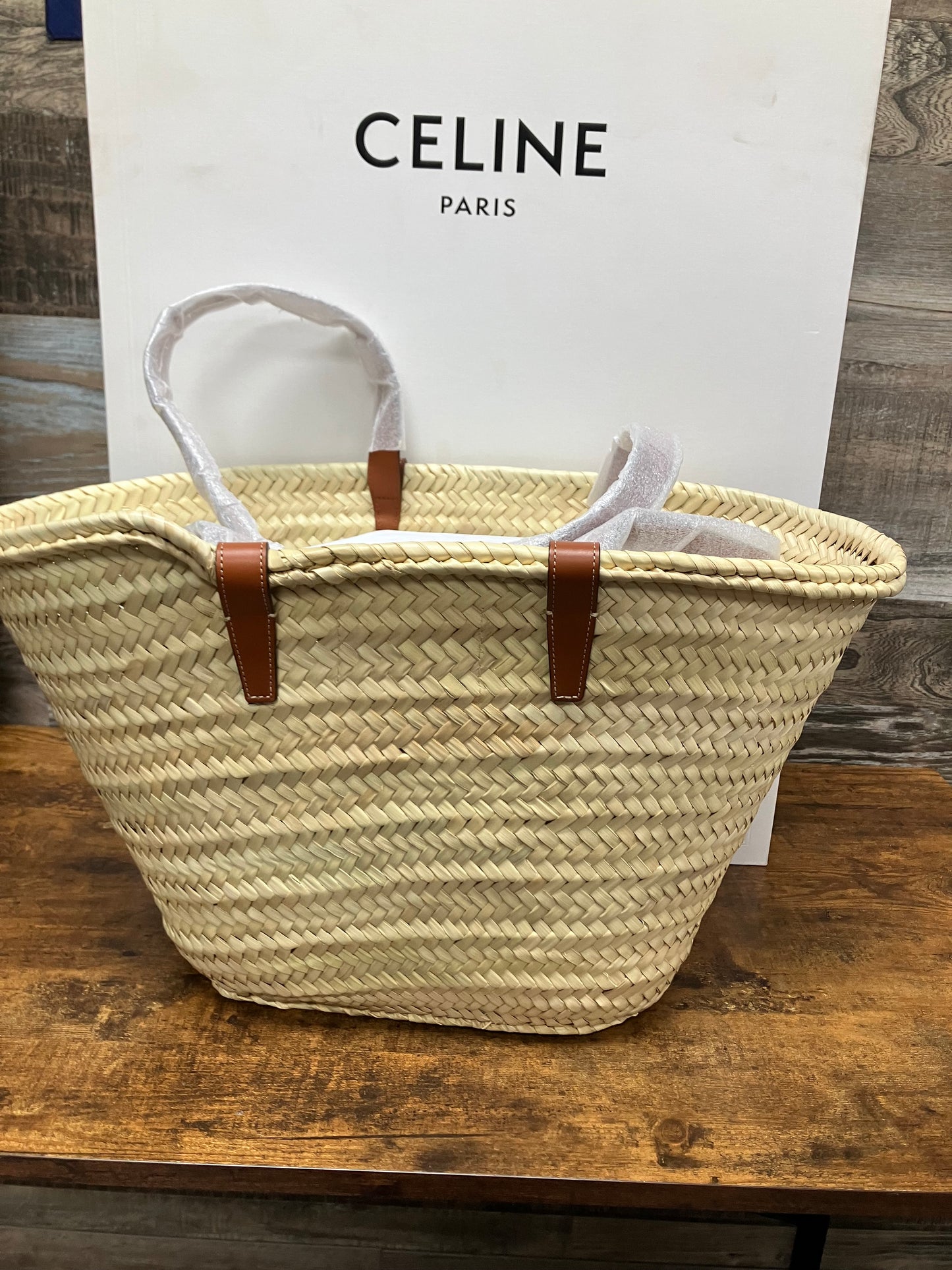 Celine Classic Panier in Palm Leaves Bag