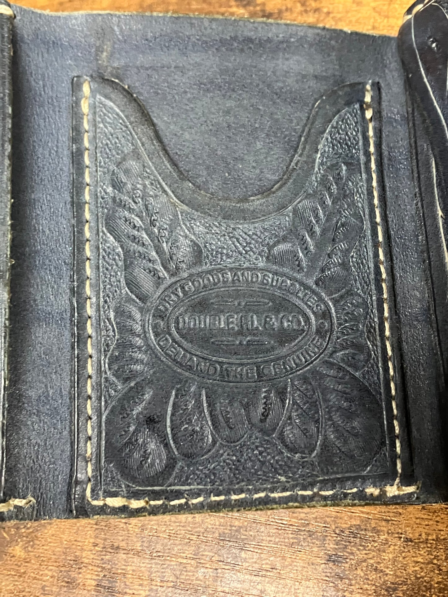 Double RL Tri-Fold Tooled Leather Wallet OS