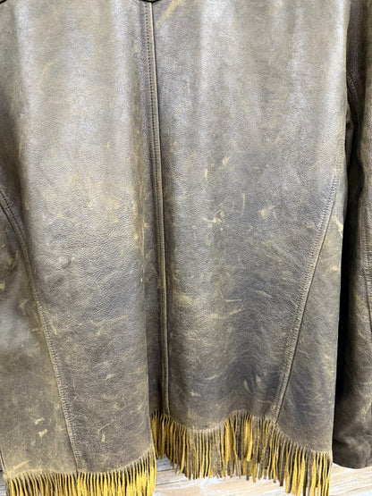 M- RRL Leather Fringe Zip jacket