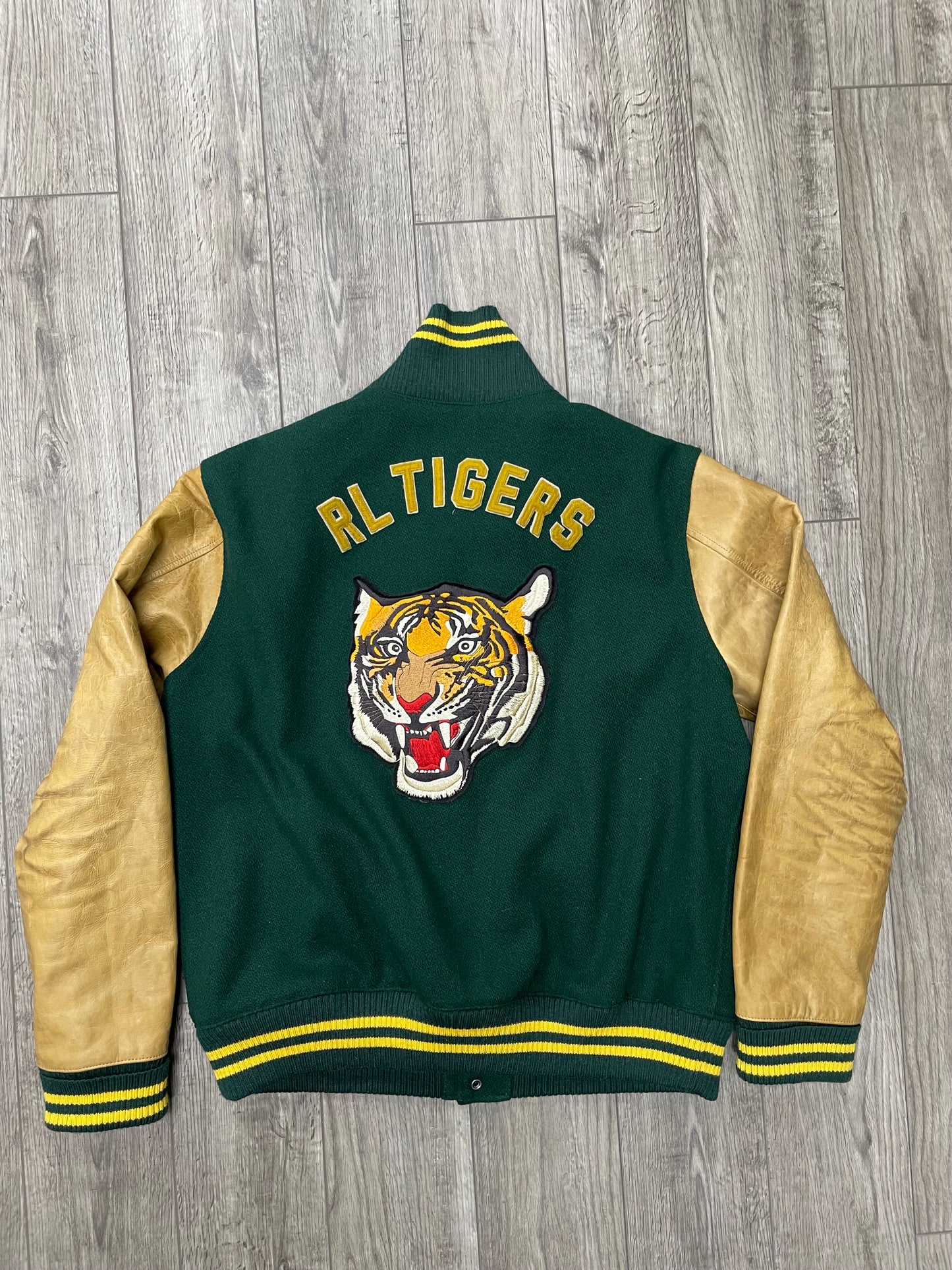 Polo Ralph Lauren RL Tigers Wool-Blend Leather Letterman Varsity Jacket XL