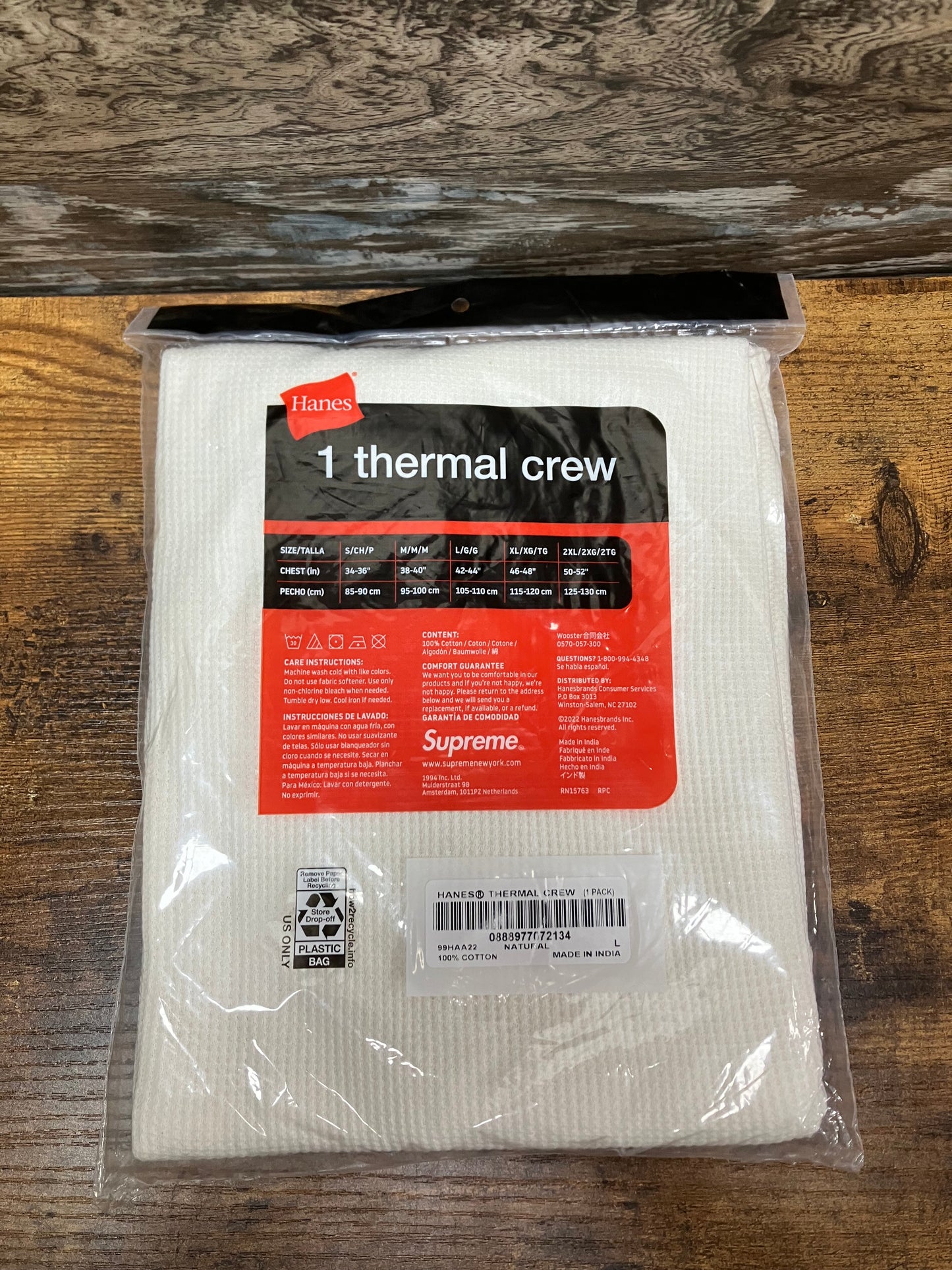 Supreme Hanes Thermal Crew Size Large