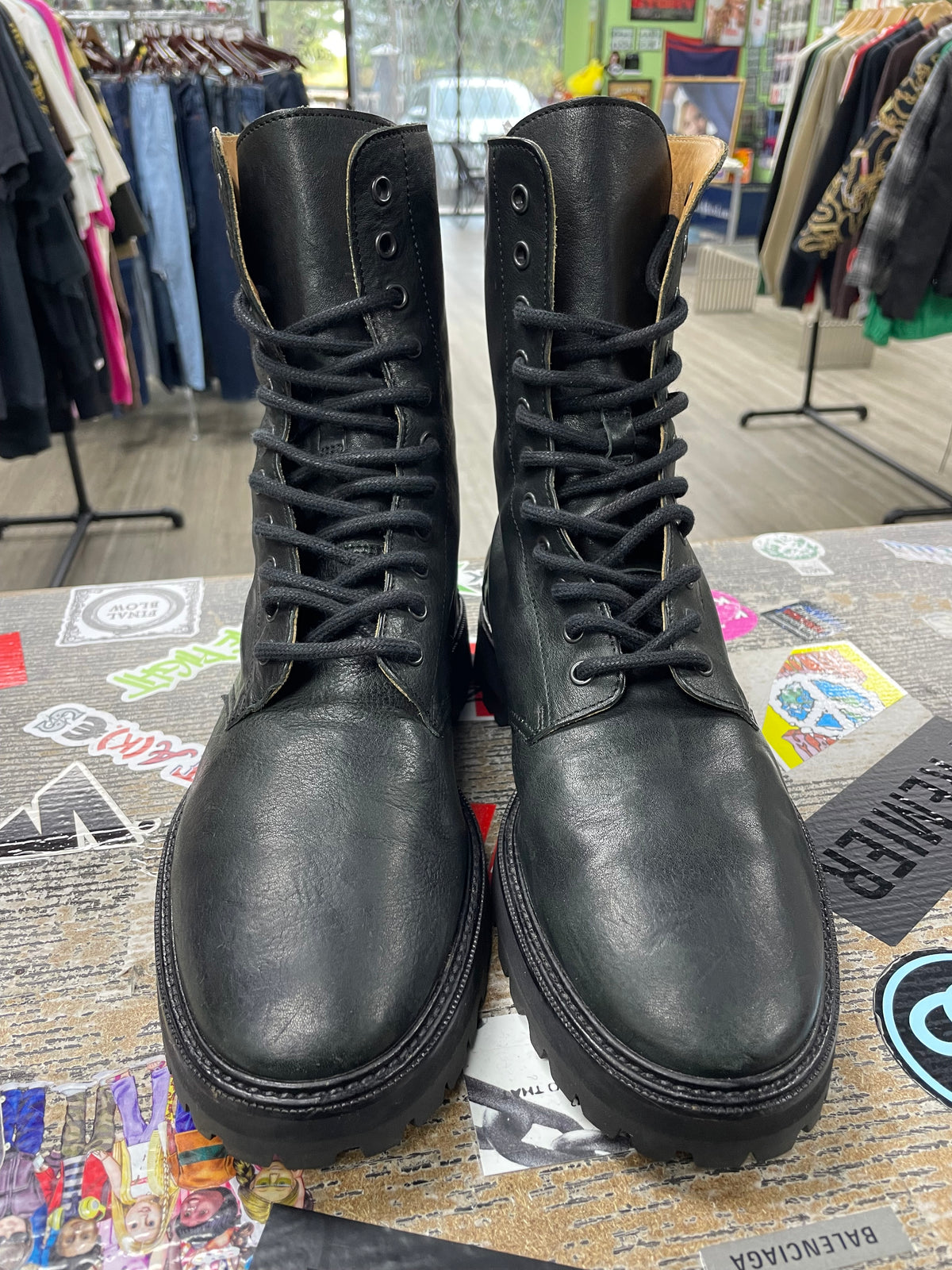 42/9 - Maison Margiela Black Army Lace Up Boots