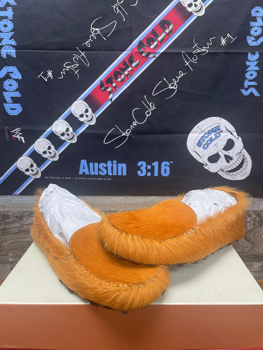 Marni Orange Fur Moccasin Slides 44EU/11US