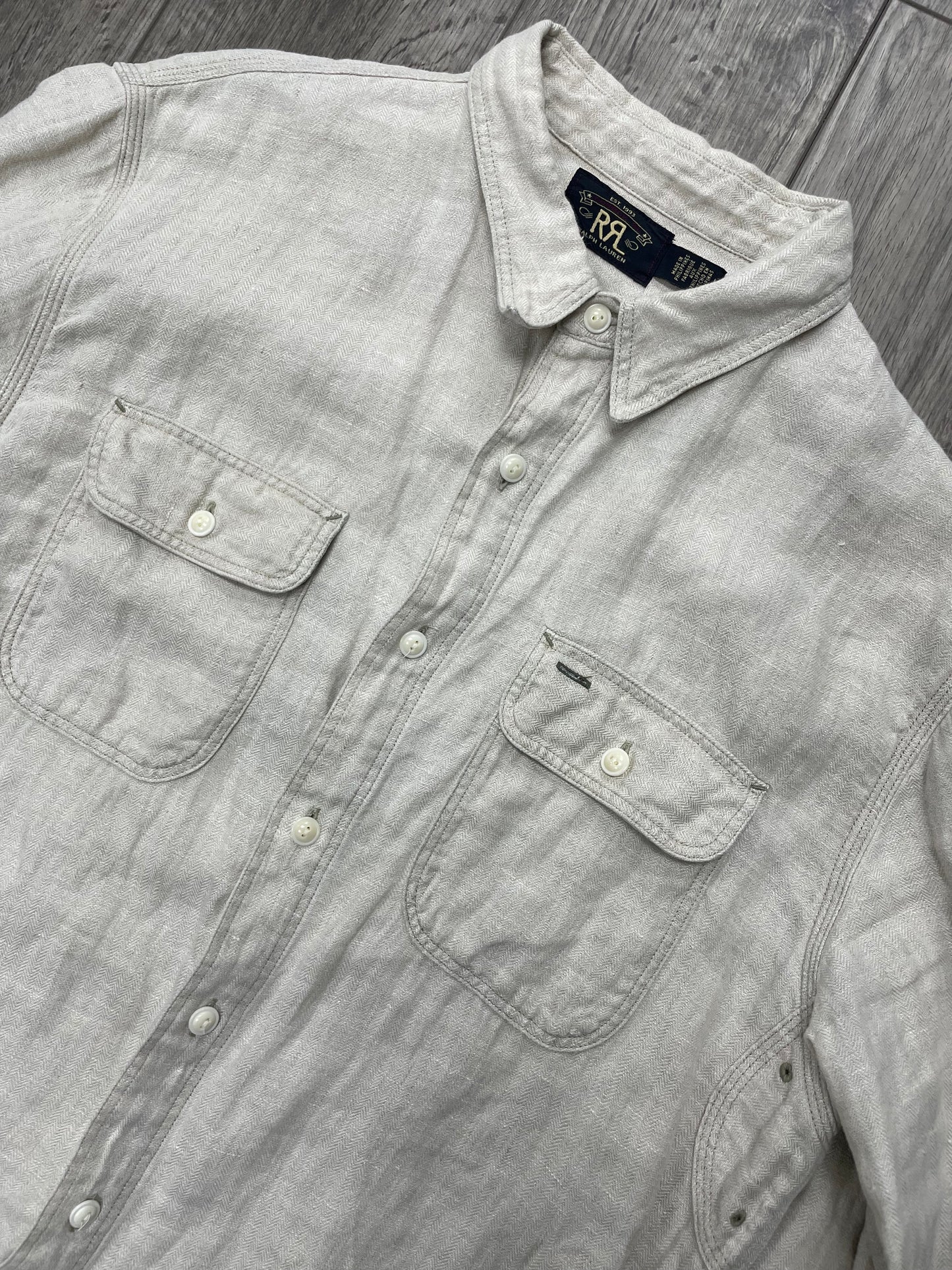 RRL Linen Herringbone Twill Workshirt L