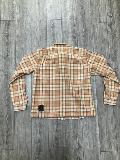 RRL REPAIRED PLAID TWILL CAMP SHIRT L