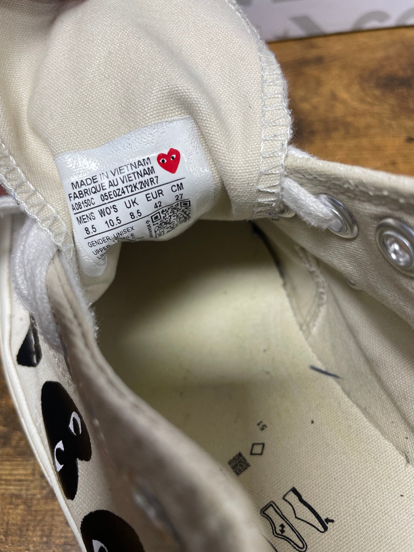 Comme des Garçons PLAY x Converse Chuck 70 Low 'Multi Heart - Milk Black' 8.5