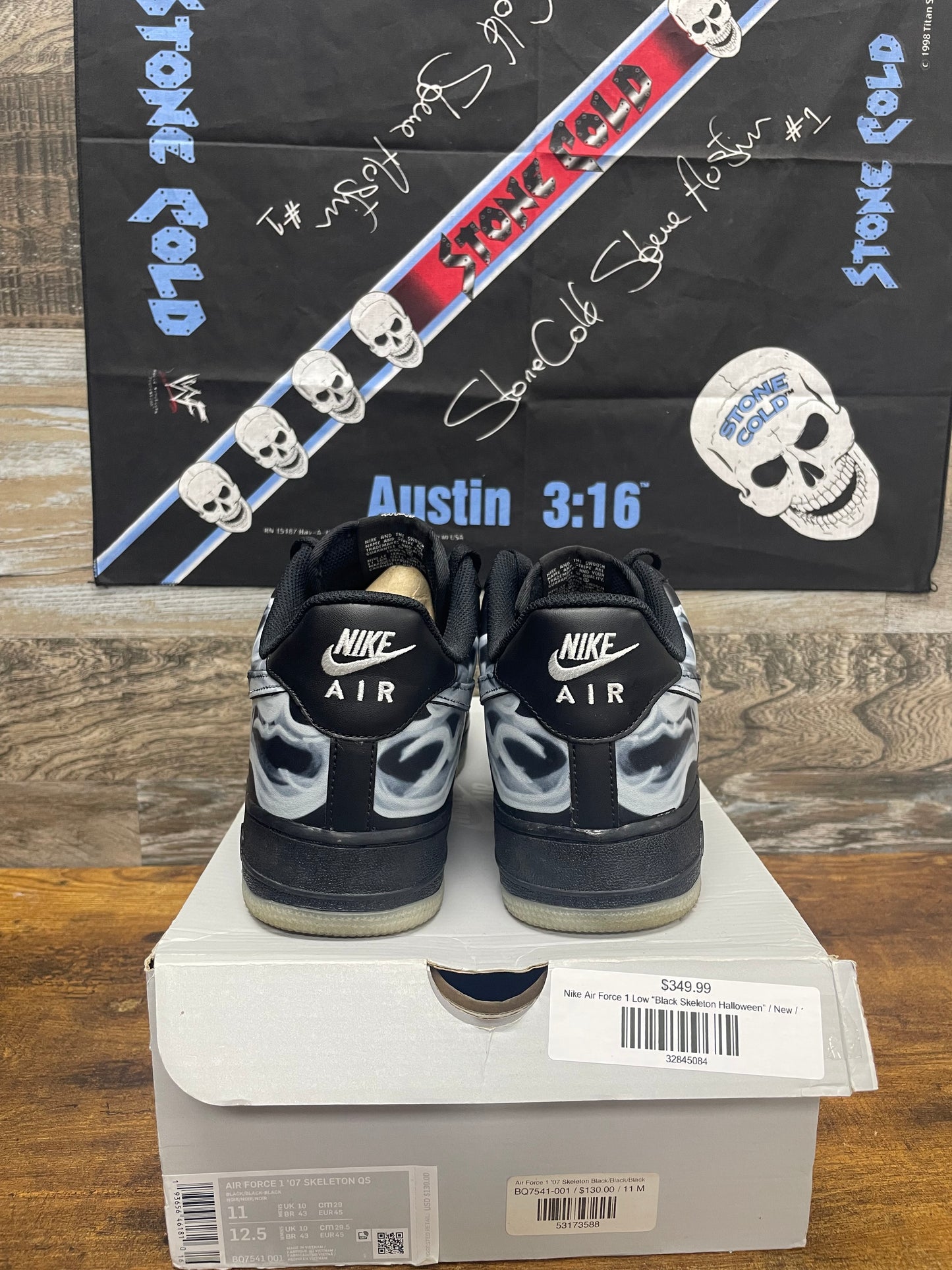 11 - Nike Air Force 1 '07 QS "Black Skeleton" sneakers