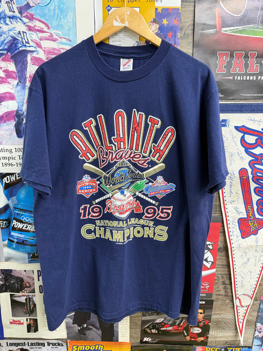XL - Atlanta Braves 1995 NLC Tee Navy