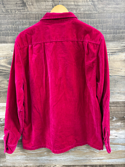 L- Supreme pink velvet zip shirt