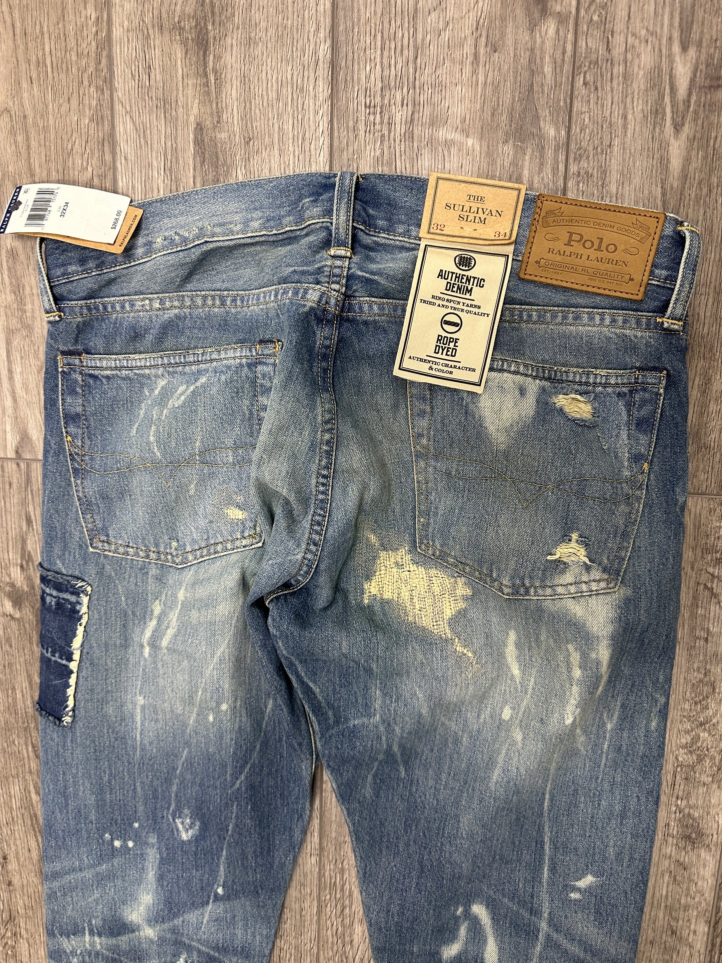 Polo RL Distressed koi fish Slim jeans Size 32x34 New