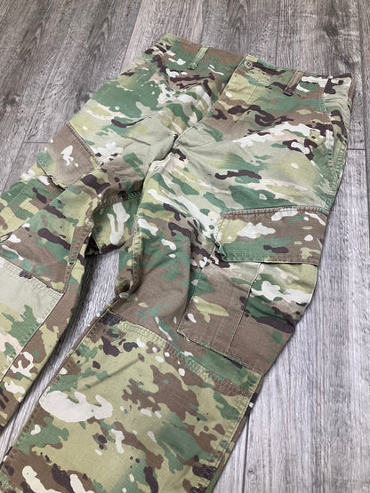 30-White Green Camo Double Knee Cargo Pants