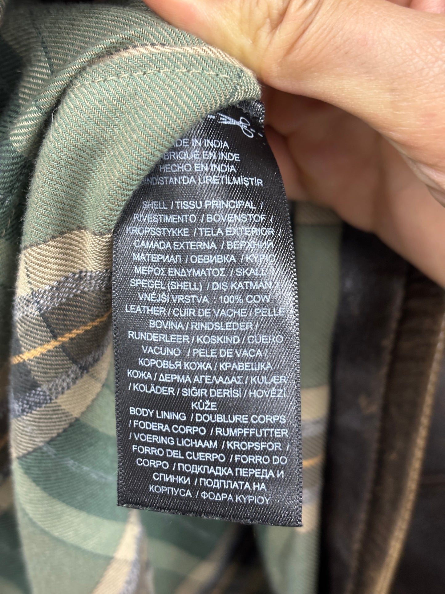 L-RRL LEATHER MOTO PLAID LINED JACKET