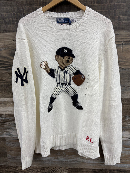 XL- Polo Ralph New York Yankees white sweater