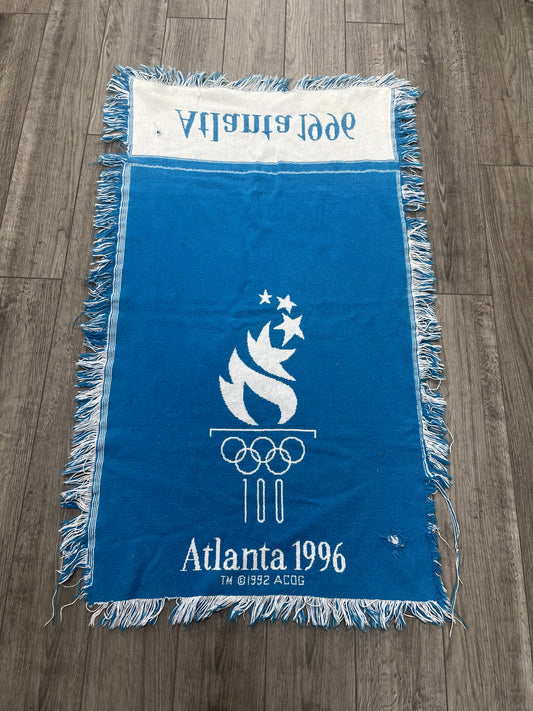 OS - 1996 Atlanta Centennial Olympic Games official woven fringe throw blanket