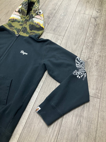 A Bathing Ape Embroidery Full Zip Hoodie Black L