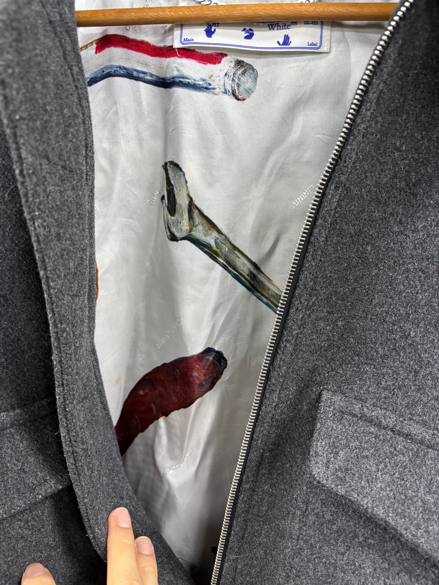 L- Off-White wool bomber aviator jacket