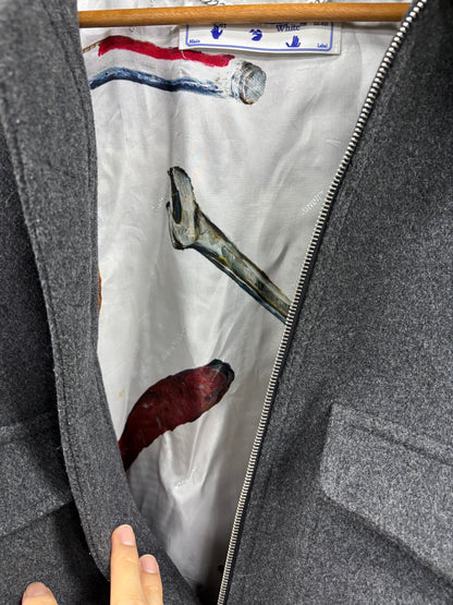 L- Off-White wool bomber aviator jacket