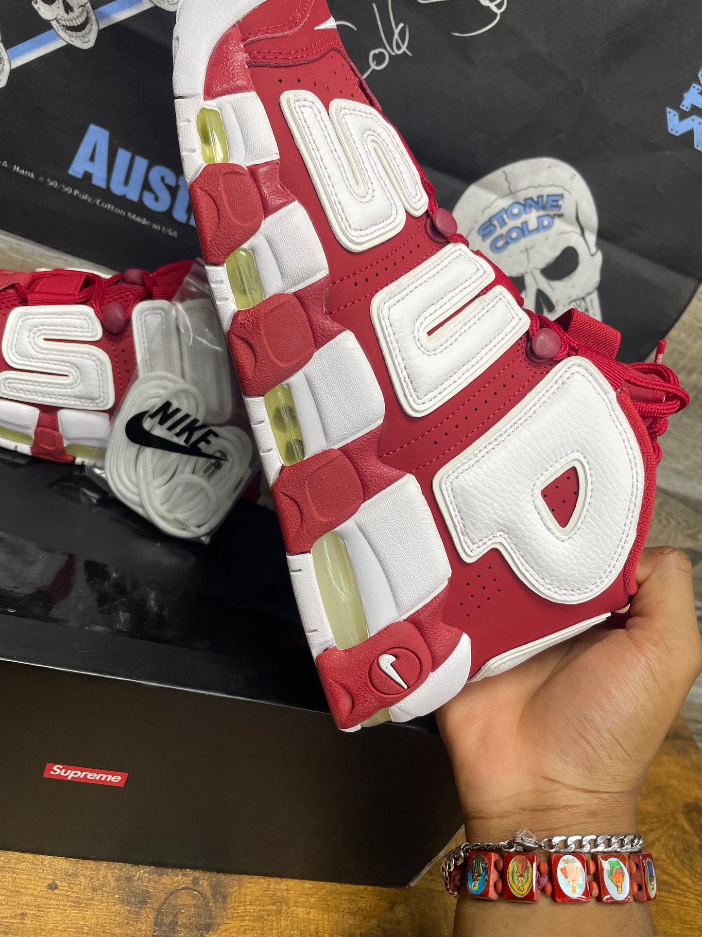 Supreme x Nike Air More Uptempo 'Red' 9.5