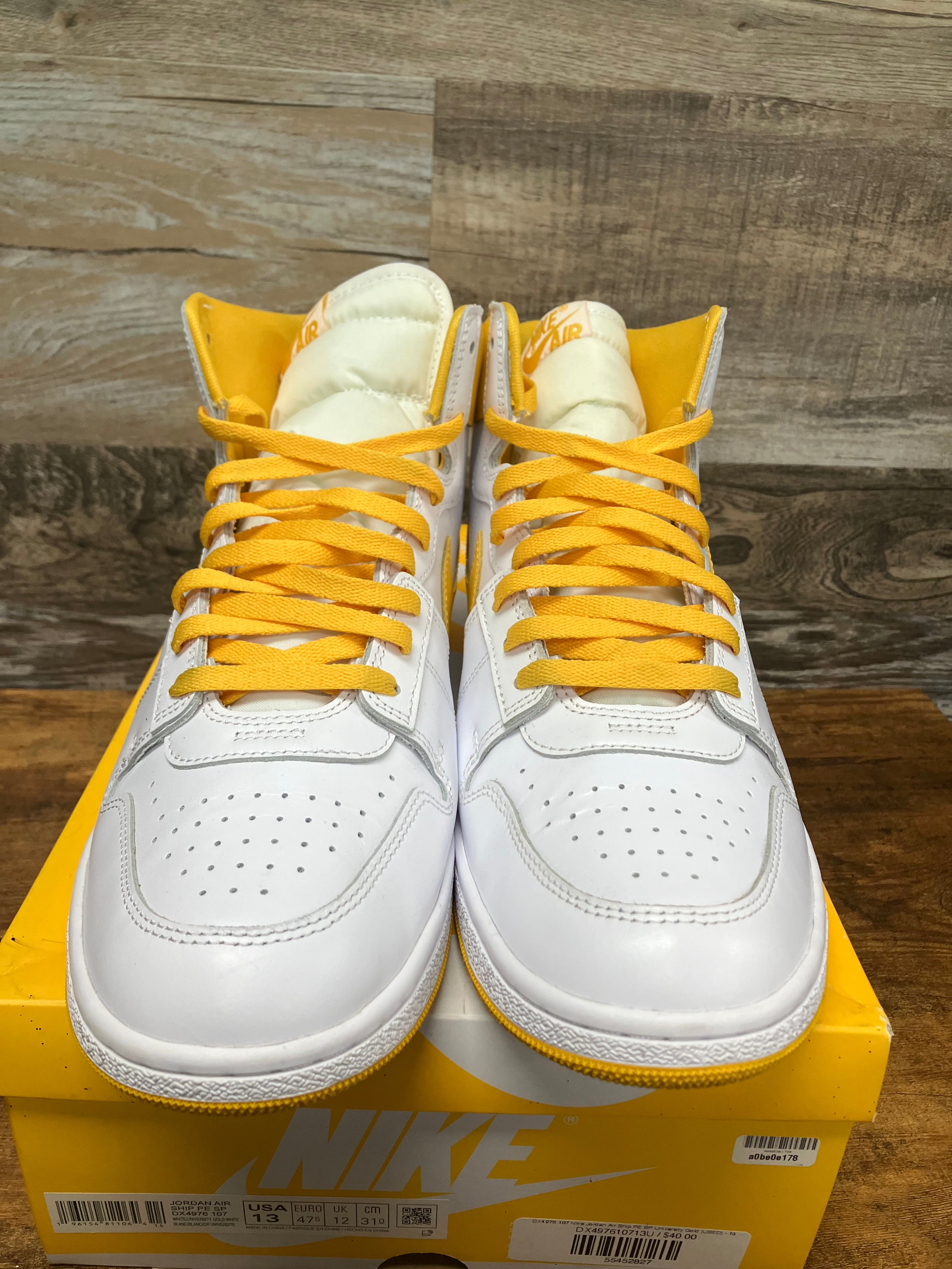 マリンゴールド Jordan Air Ship University Gold Size 13 – equator