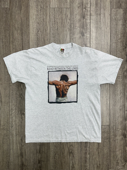 Jesus Read Between the Lines Tee Size XL