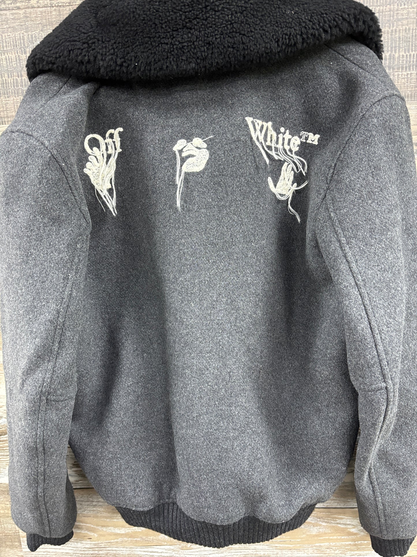 L- Off-White wool bomber aviator jacket