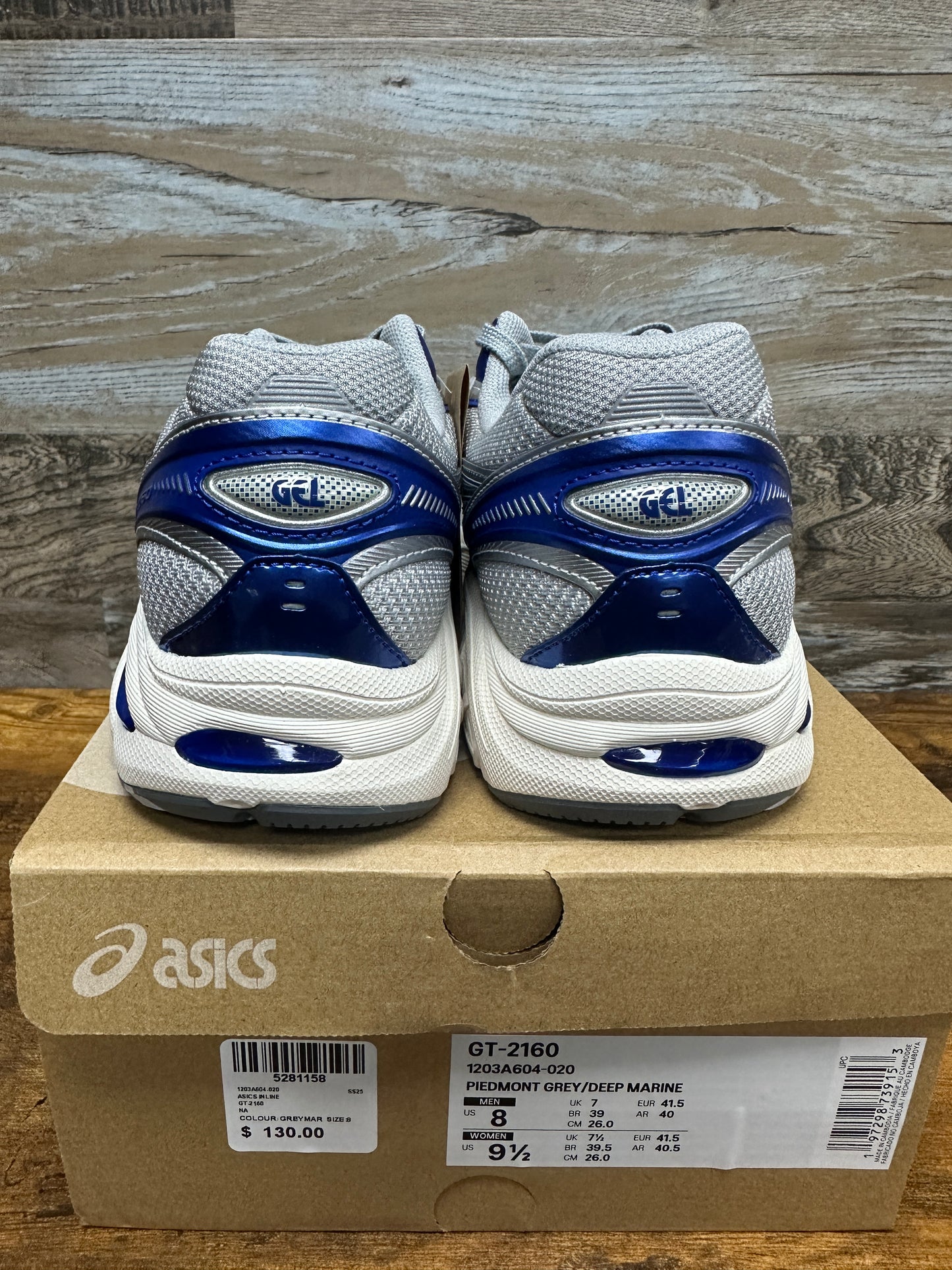 ASICS GT-2160 Grey/Marine Size 8 New