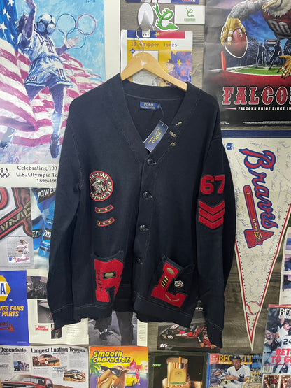 M - Polo Ralph Lauren Black Letterman Tiger Cardigan
