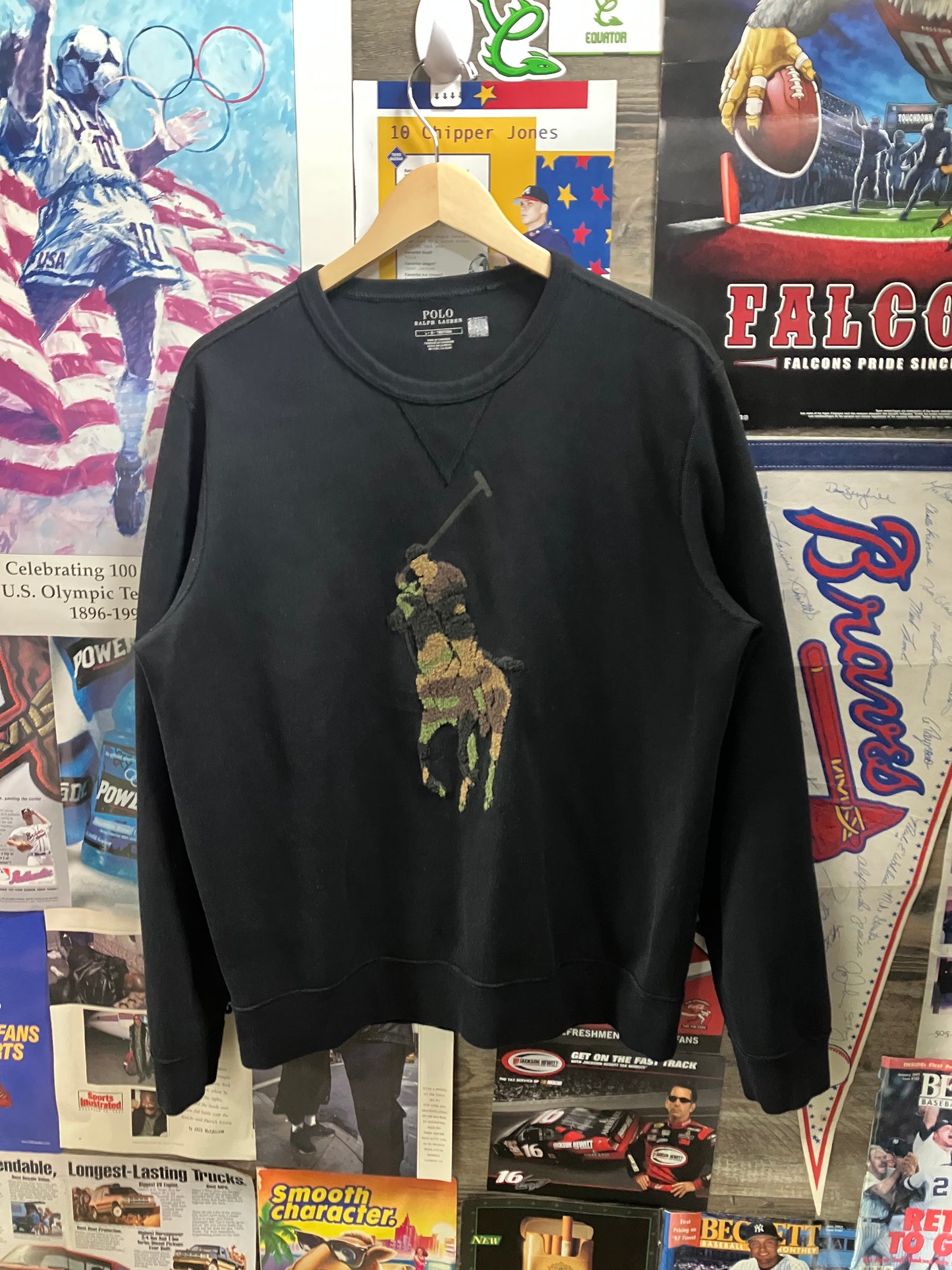 L - Polo By Ralph Lauren Camo Big Pony Crewneck
