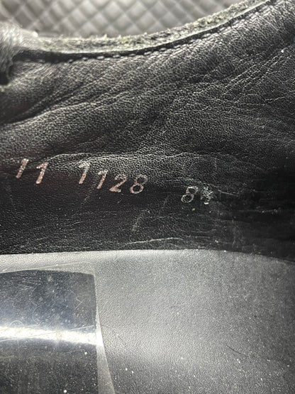 8.5 - vintage Prada AW99 black leather square-toe derby shoes